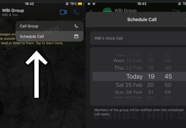 Ilustrasi Jadwalkan Telepon Grup dalam layanan Telpon Grup WhatsApp.  [Int]